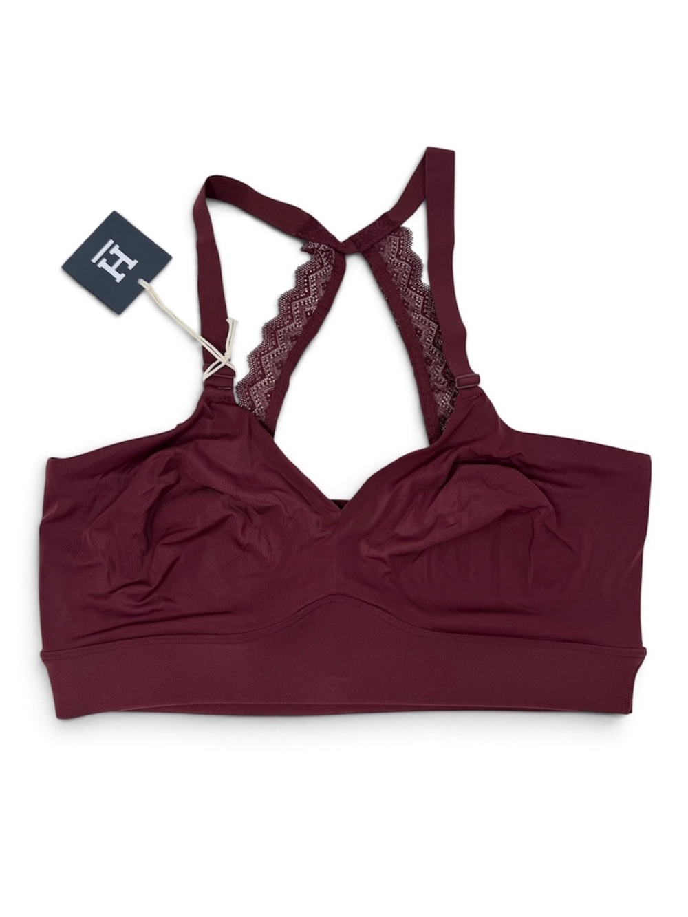 NWT Harper Wilde Bliss Lace Triangle Bralette Size 3XL Burgundy